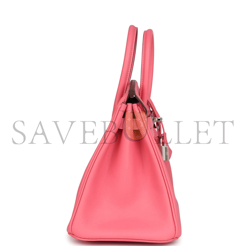 HERMES BIRKIN 25 ROSE AZALEE SWIFT PALLADIUM HARDWARE (25*20*13cm)